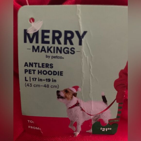 🆕 Merry Makings I ATE Santas Cookies Antler Pet Red Hoodie Dog Size Large - Picture 4 of 6